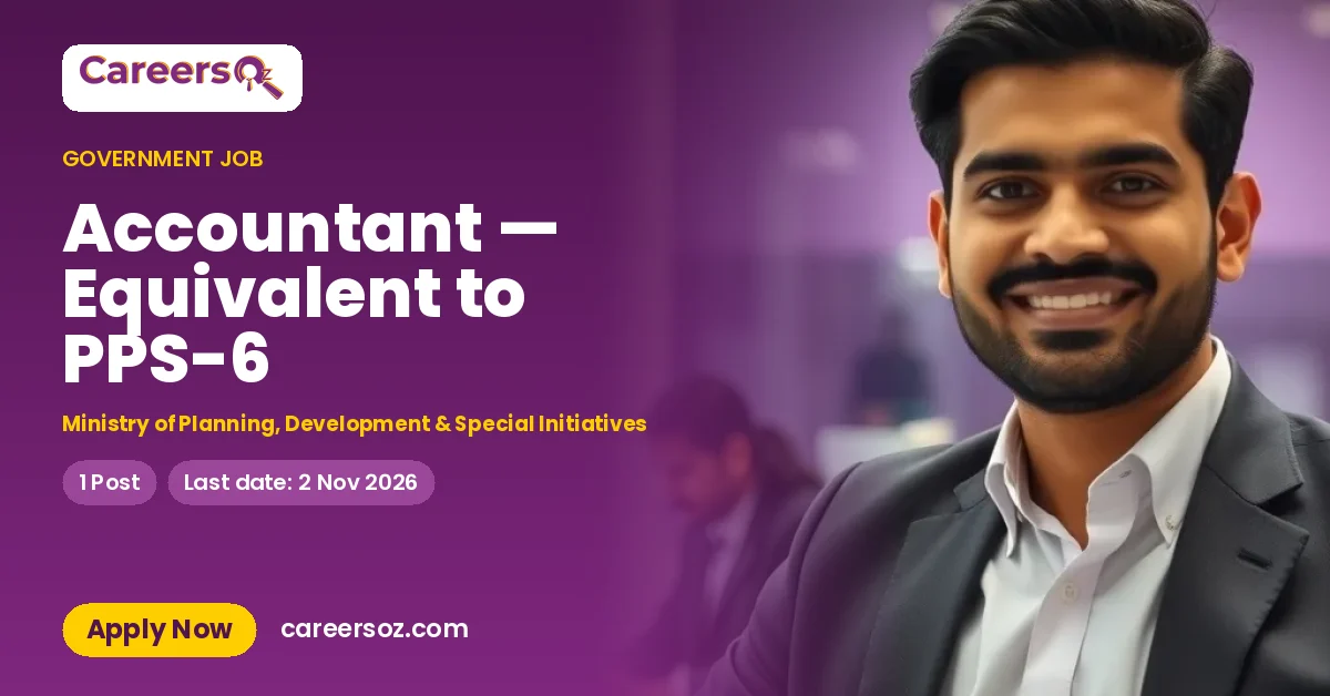 Accountant — Equivalent to PPS-6 – Ministry of Planning, Development & Special Initiatives