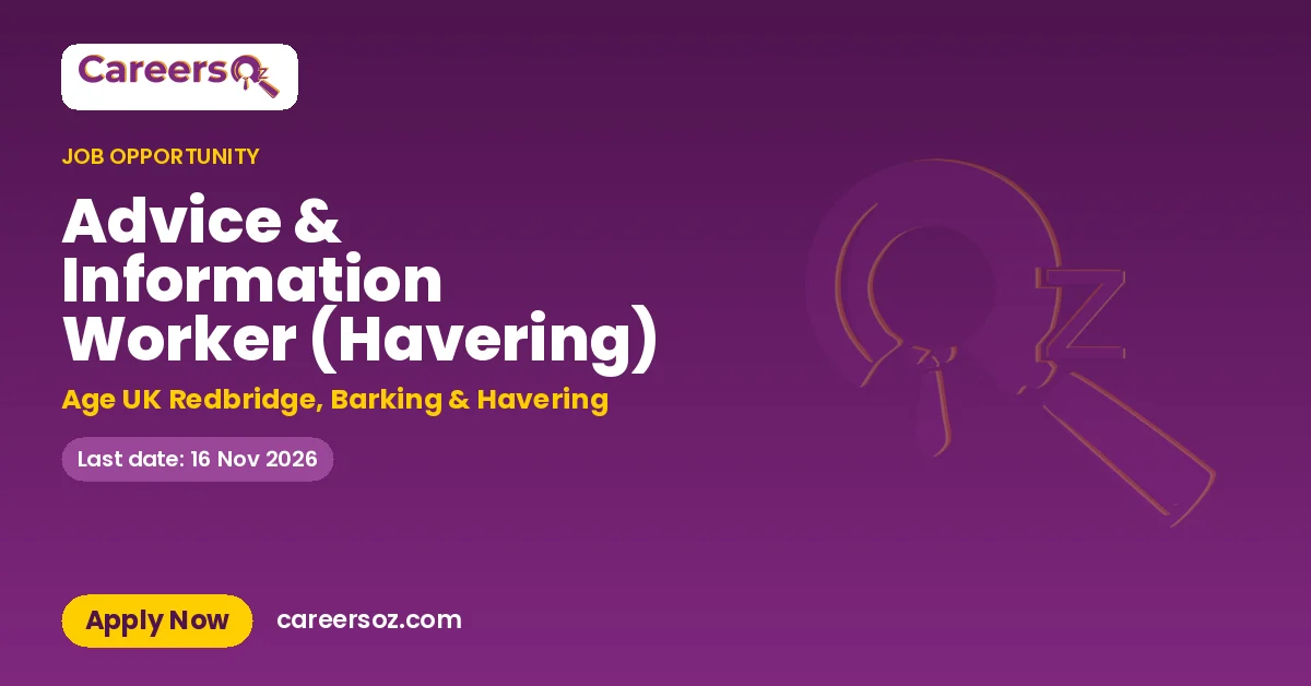 Advice & Information Worker (Havering) – Age UK Redbridge, Barking & Havering