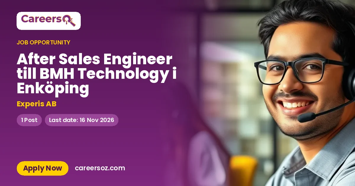 After Sales Engineer till BMH Technology i Enköping – Experis AB