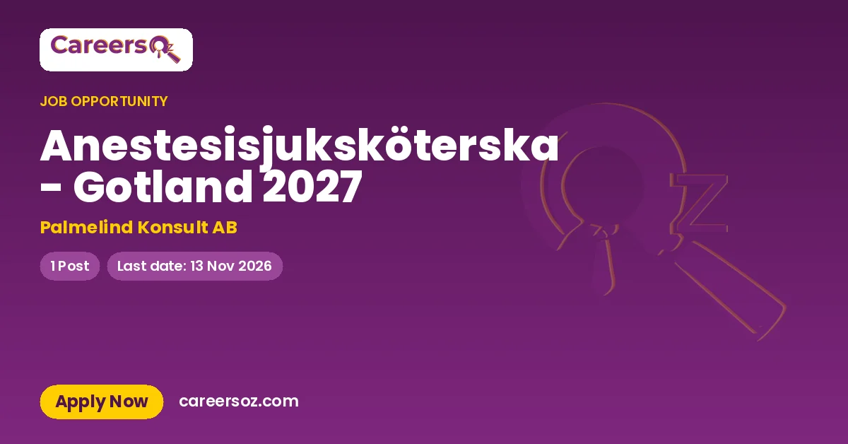 Anestesisjuksköterska - Gotland 2027 – Palmelind Konsult AB