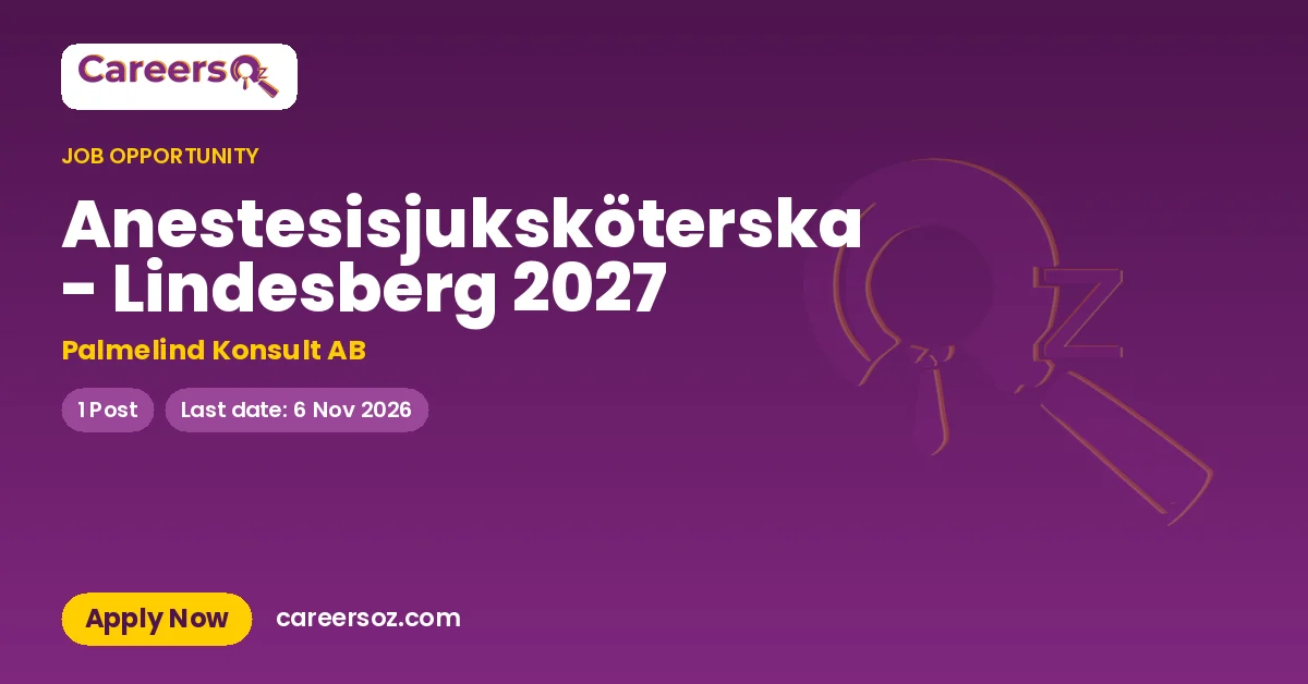 Anestesisjuksköterska - Lindesberg 2027 – Palmelind Konsult AB
