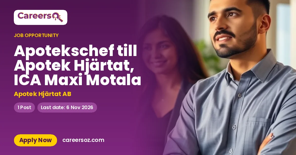 Apotekschef till Apotek Hjärtat, ICA Maxi Motala – Apotek Hjärtat AB