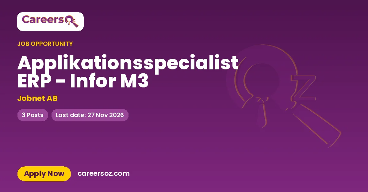 Applikationsspecialist ERP - Infor M3 – Jobnet AB