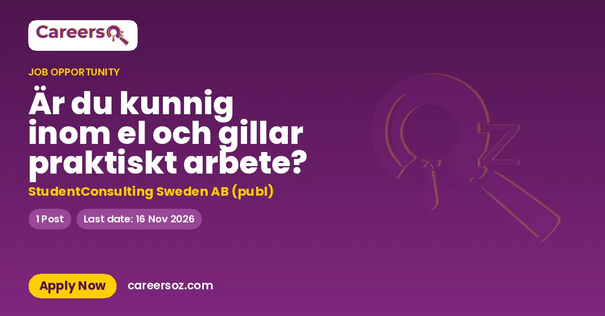 Är du kunnig inom el och gillar praktiskt arbete? – StudentConsulting Sweden AB (publ)