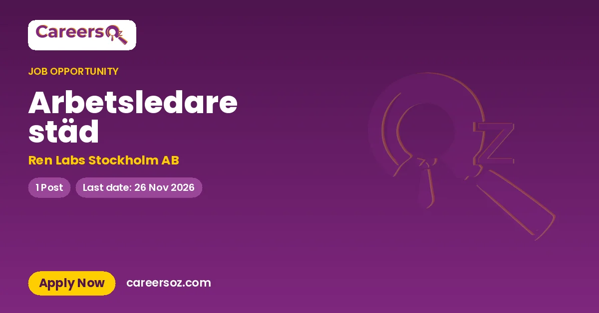 Arbetsledare städ – Ren Labs Stockholm AB