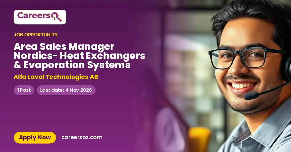Area Sales Manager Nordics- Heat Exchangers & Evaporation Systems – Alfa Laval Technologies AB