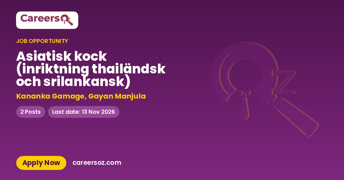 Asiatisk kock (inriktning thailändsk och srilankansk) – Kananka Gamage, Gayan Manjula