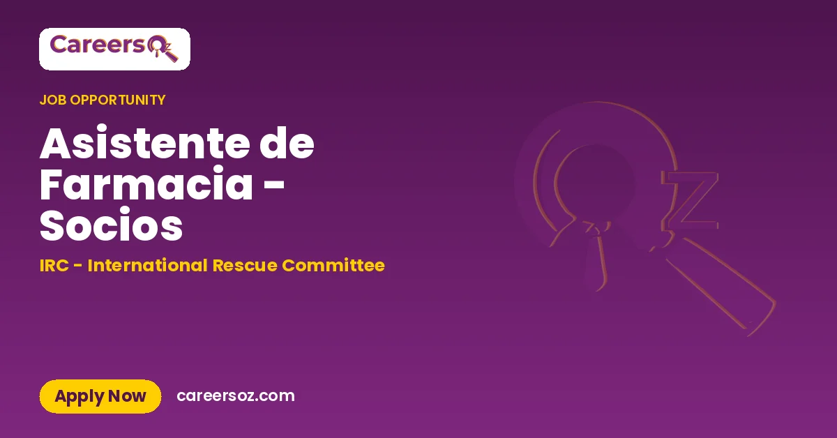Asistente de Farmacia - Socios – IRC - International Rescue Committee