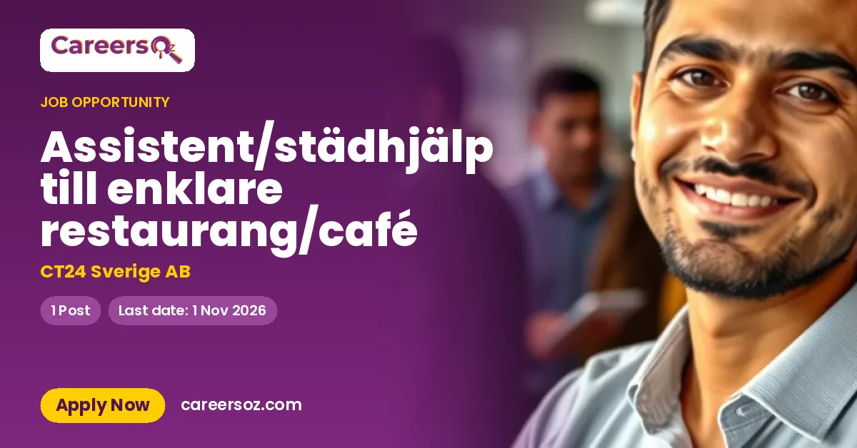 Assistent/städhjälp till enklare restaurang/café – CT24 Sverige AB