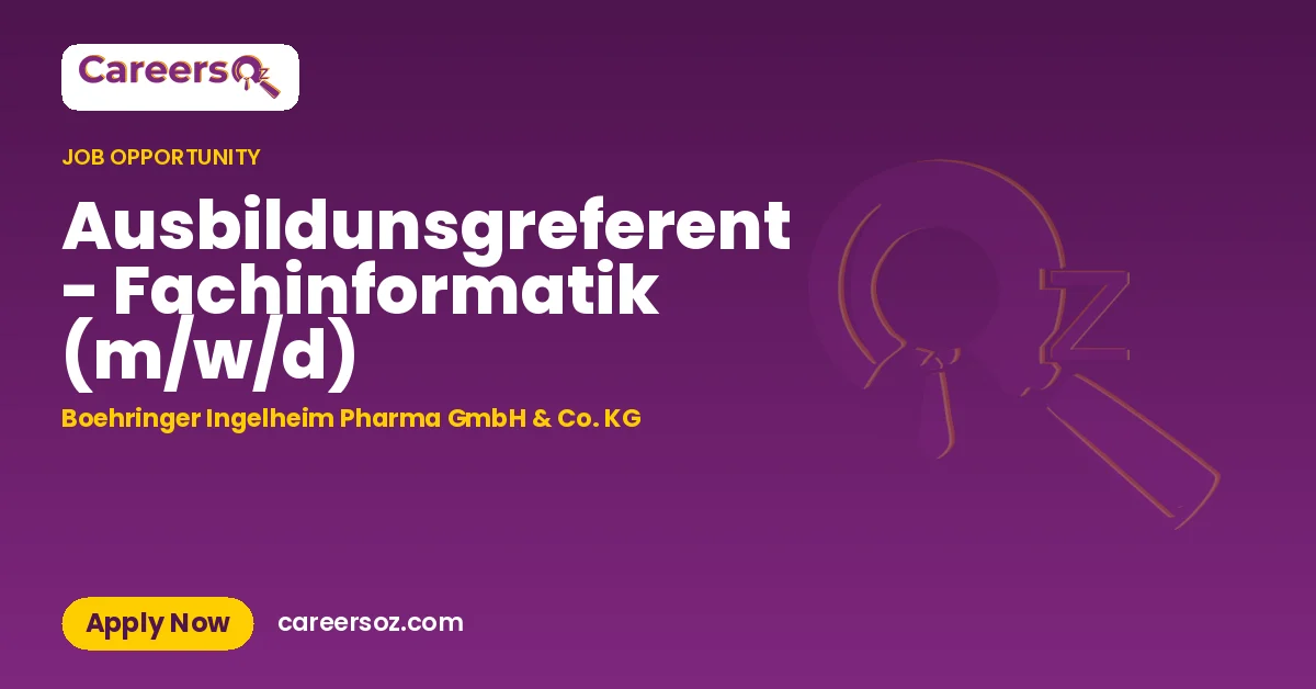 Ausbildunsgreferent - Fachinformatik (m/w/d) – Boehringer Ingelheim Pharma GmbH & Co. KG