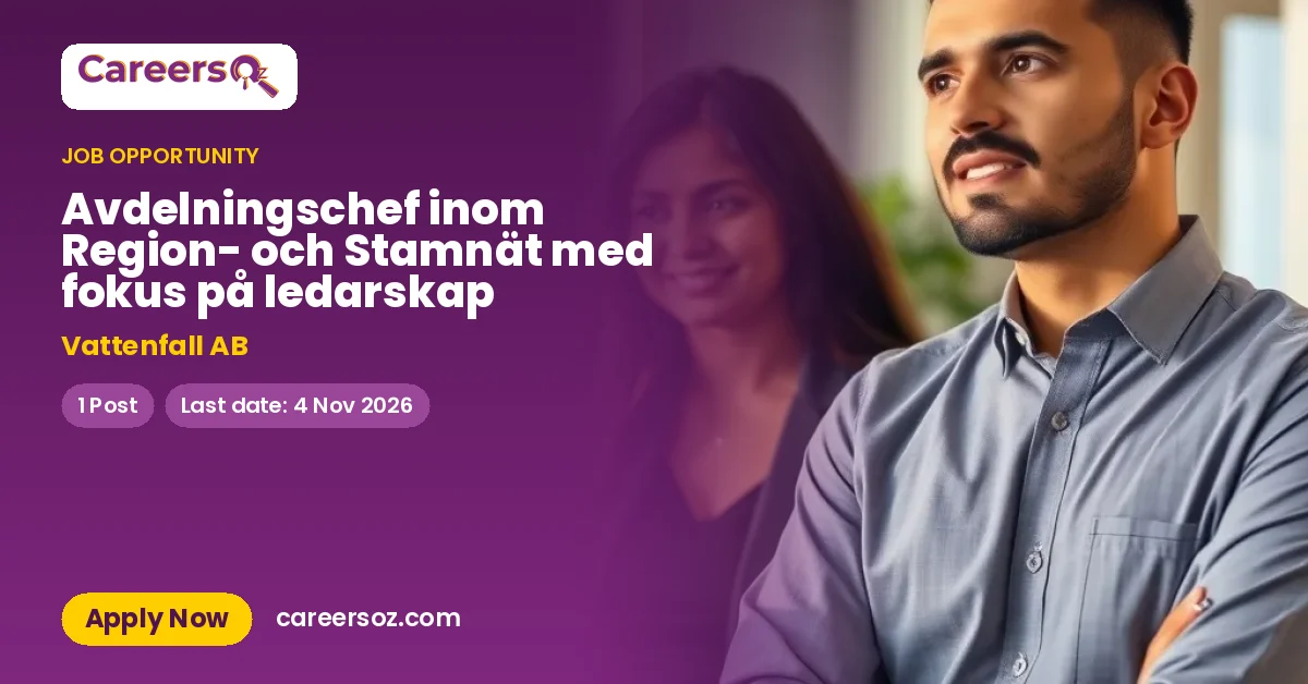 Avdelningschef inom Region- och Stamnät med fokus på ledarskap – Vattenfall AB
