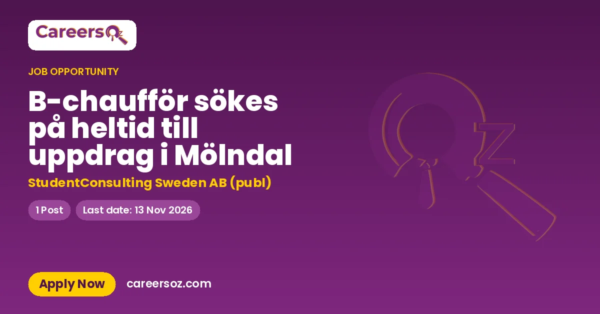 B-chaufför sökes på heltid till uppdrag i Mölndal – StudentConsulting Sweden AB (publ)