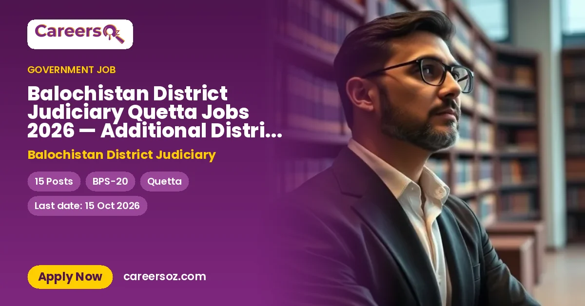 Balochistan District Judiciary Quetta Jobs 2026 — Additional District & Sessions Judge – Balochistan District Judiciary