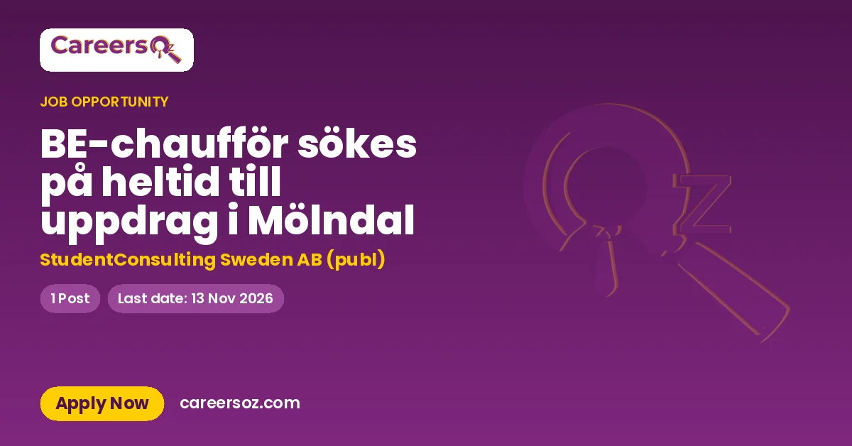 BE-chaufför sökes på heltid till uppdrag i Mölndal – StudentConsulting Sweden AB (publ)