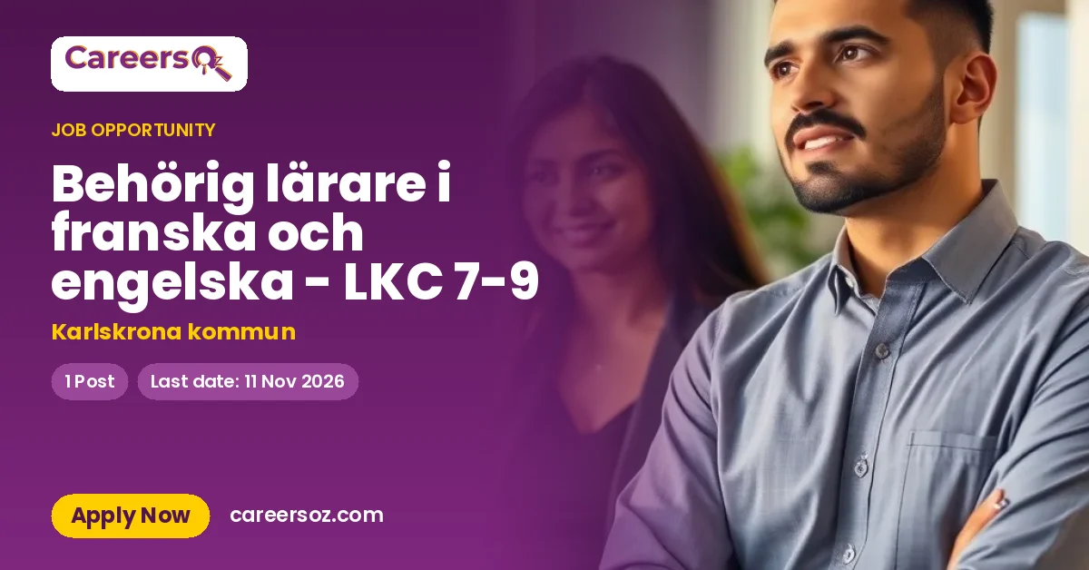 Behörig lärare i franska och engelska - LKC 7-9 – Karlskrona kommun