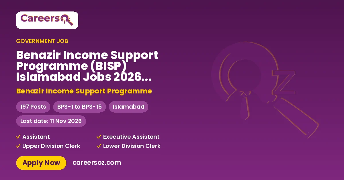 Benazir Income Support Programme (BISP) Islamabad Jobs 2026 — Naib Qasid, Chowkidar & 9 More Posts – Benazir Income Support Programme