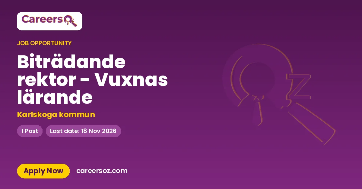Biträdande rektor - Vuxnas lärande – Karlskoga kommun
