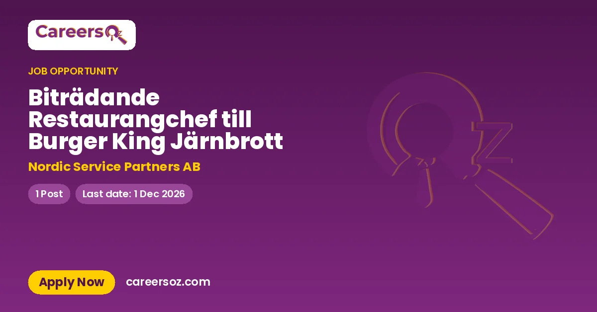 Biträdande Restaurangchef till Burger King Järnbrott – Nordic Service Partners AB