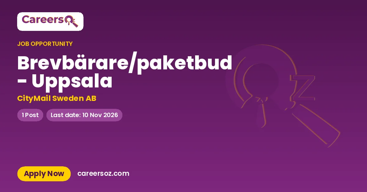 Brevbärare/paketbud - Uppsala – CityMail Sweden AB
