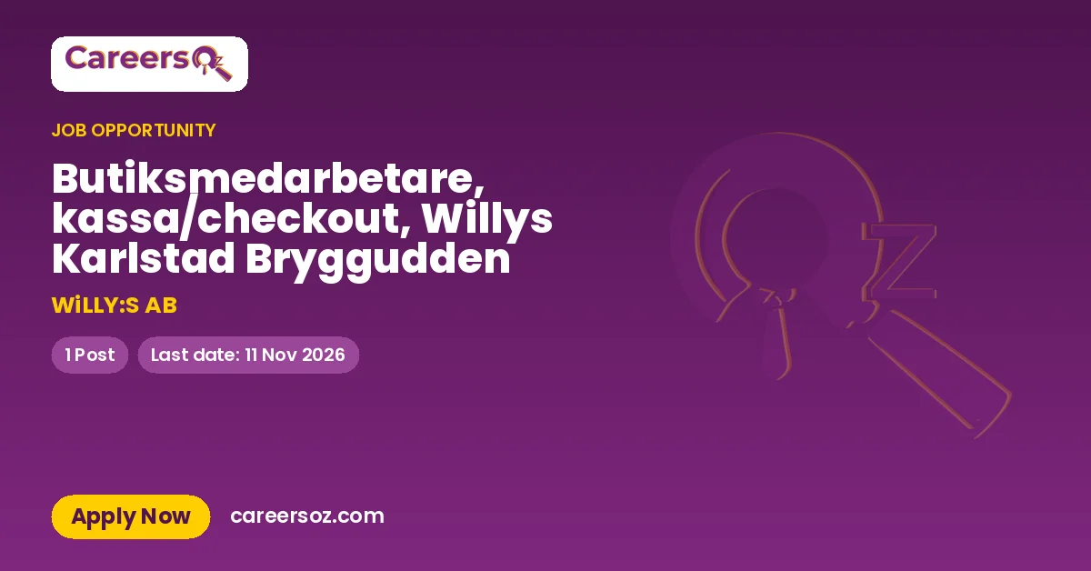 Butiksmedarbetare, kassa/checkout, Willys Karlstad Bryggudden – WiLLY:S AB