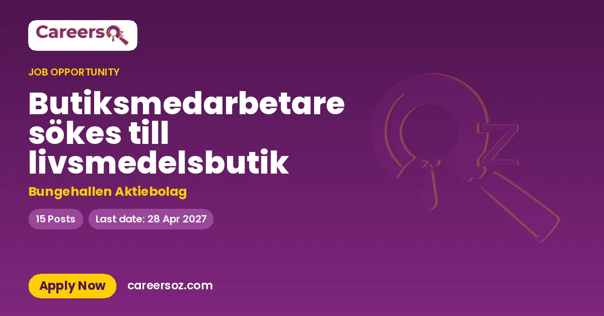 Butiksmedarbetare sökes till livsmedelsbutik – Bungehallen Aktiebolag