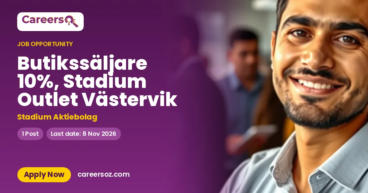 Butikssäljare 10%, Stadium Outlet Västervik – Stadium Aktiebolag