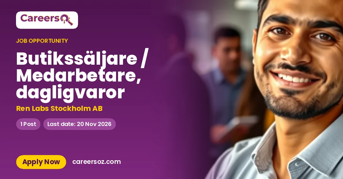 Butikssäljare / Medarbetare, dagligvaror – Ren Labs Stockholm AB