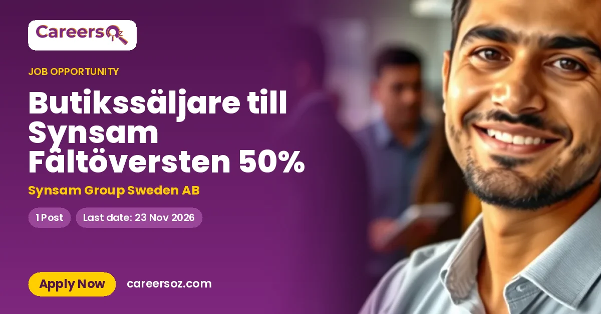 Butikssäljare till Synsam Fältöversten 50% – Synsam Group Sweden AB