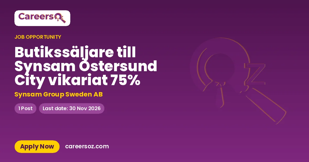 Butikssäljare till Synsam Östersund City vikariat 75% – Synsam Group Sweden AB