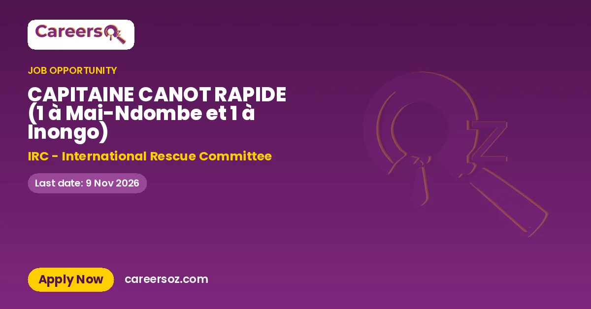 CAPITAINE CANOT RAPIDE (1 à Mai-Ndombe et 1 à Inongo) – IRC - International Rescue Committee