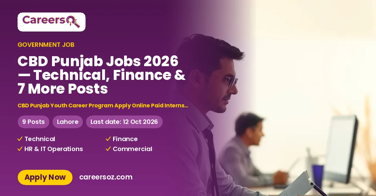CBD Punjab Jobs 2026 — Technical, Finance & 7 More Posts – CBD Punjab Youth Career Program Apply Online Paid Internship Opportunities
