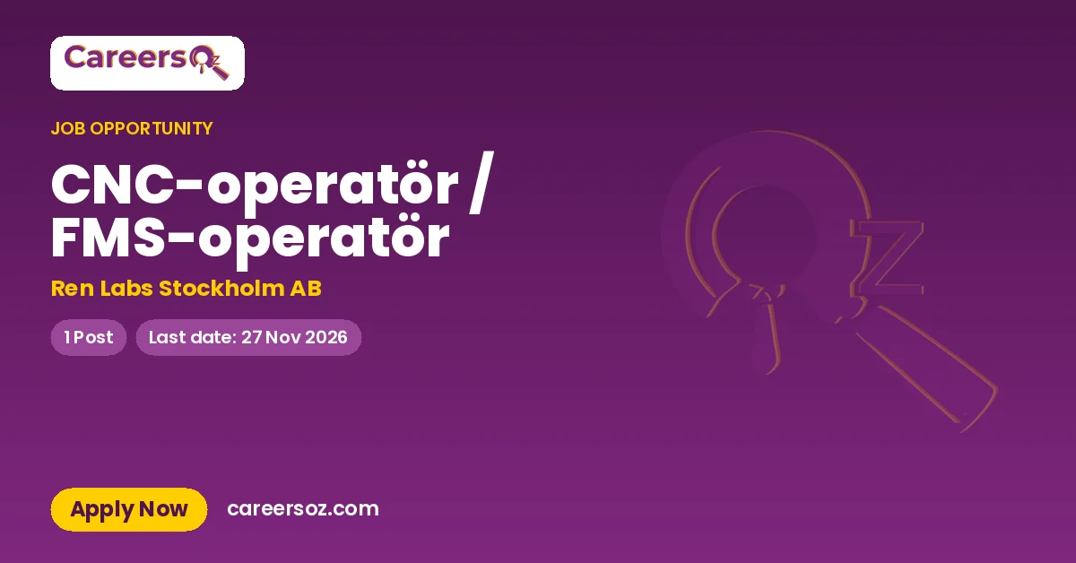 CNC-operatör / FMS-operatör – Ren Labs Stockholm AB