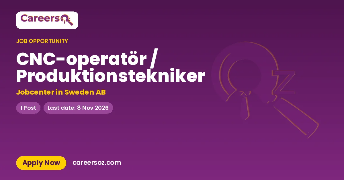 CNC-operatör / Produktionstekniker – Jobcenter in Sweden AB