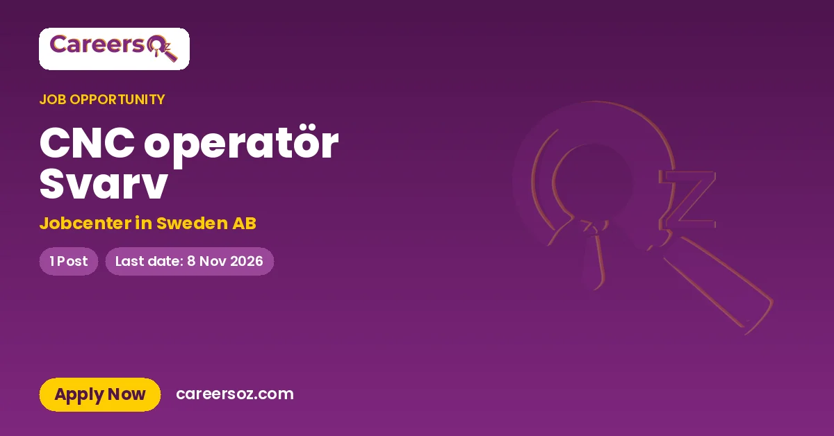CNC operatör Svarv – Jobcenter in Sweden AB