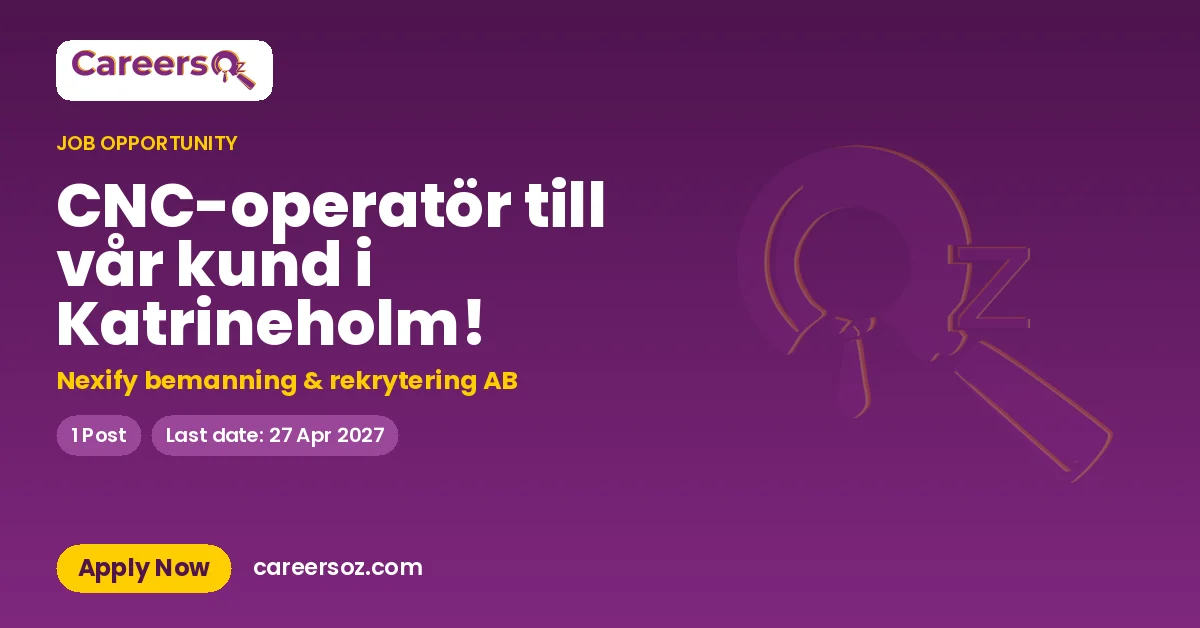 CNC-operatör till vår kund i Katrineholm! – Nexify bemanning & rekrytering AB