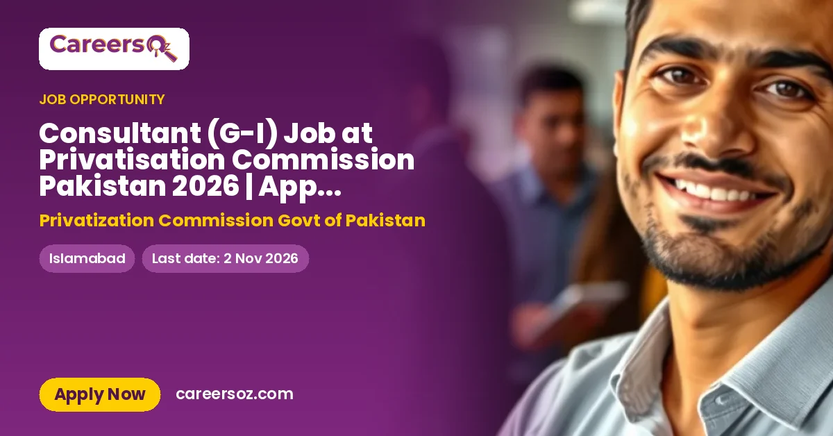 Consultant (G-I) Job at Privatisation Commission Pakistan 2026 | Apply Online – Privatization Commission Govt of Pakistan