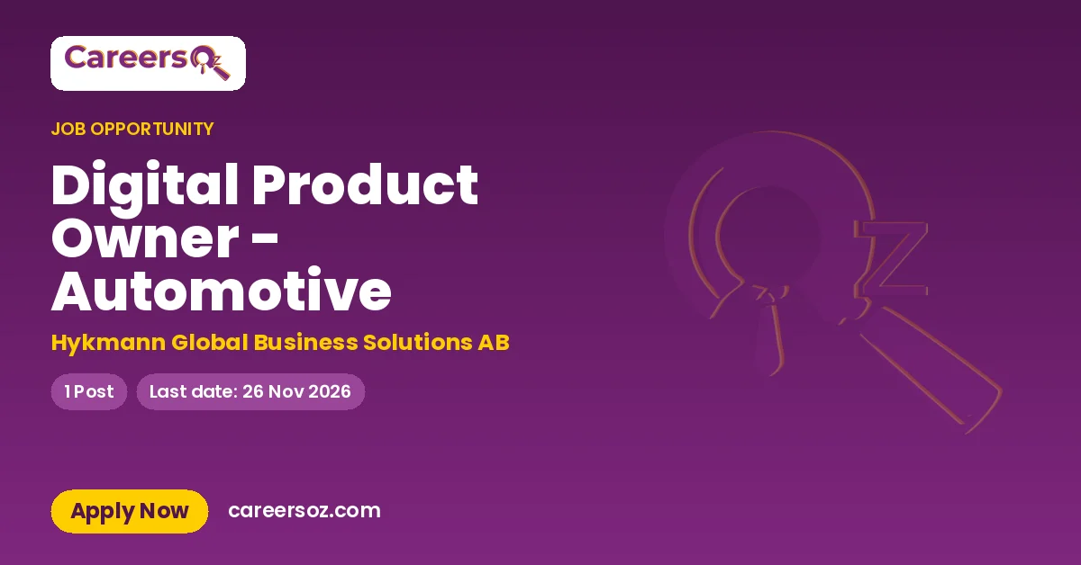 Digital Product Owner - Automotive – Hykmann Global Business Solutions AB