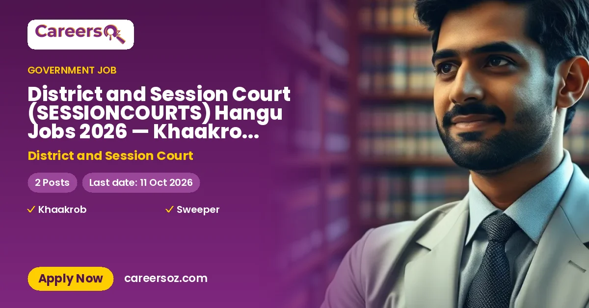District and Session Court (SESSIONCOURTS) Hangu Jobs 2026 — Khaakrob, Sweeper – District and Session Court
