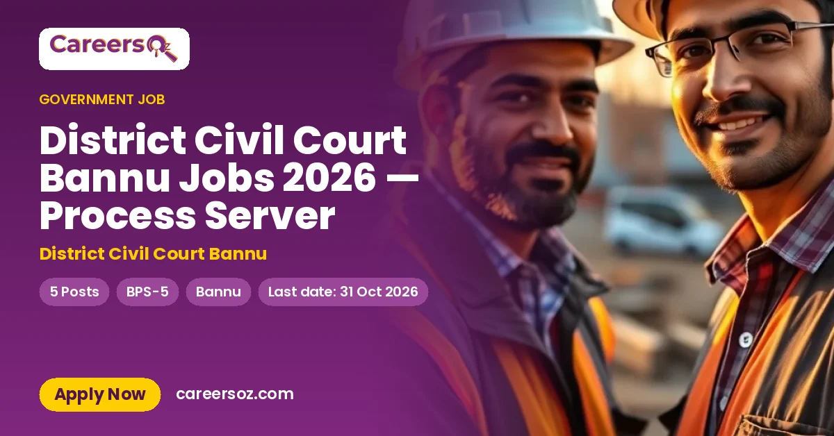 District Civil Court Bannu Jobs 2026 — Process Server – District Civil Court Bannu