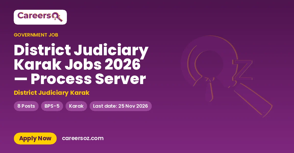 District Judiciary Karak Jobs 2026 — Process Server – District Judiciary Karak