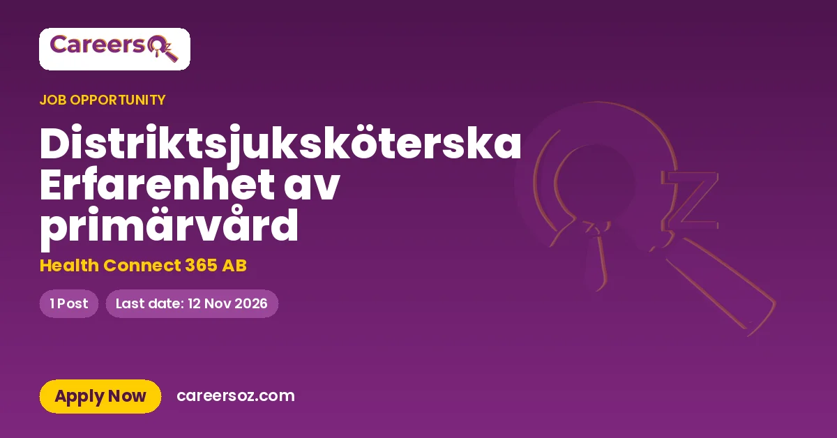 Distriktsjuksköterska Erfarenhet av primärvård – Health Connect 365 AB