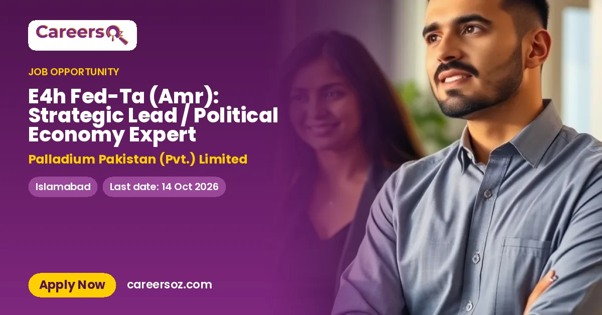E4h Fed-Ta (Amr): Strategic Lead / Political Economy Expert – Palladium Pakistan (Pvt.) Limited