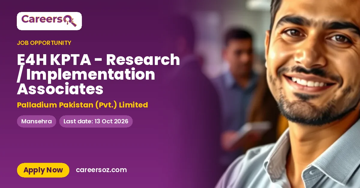 E4H KPTA - Research / Implementation Associates – Palladium Pakistan (Pvt.) Limited