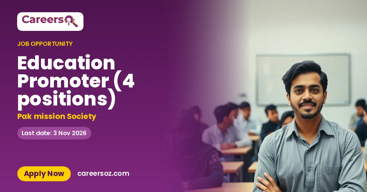 Education Promoter (4 positions) – Pak mission Society