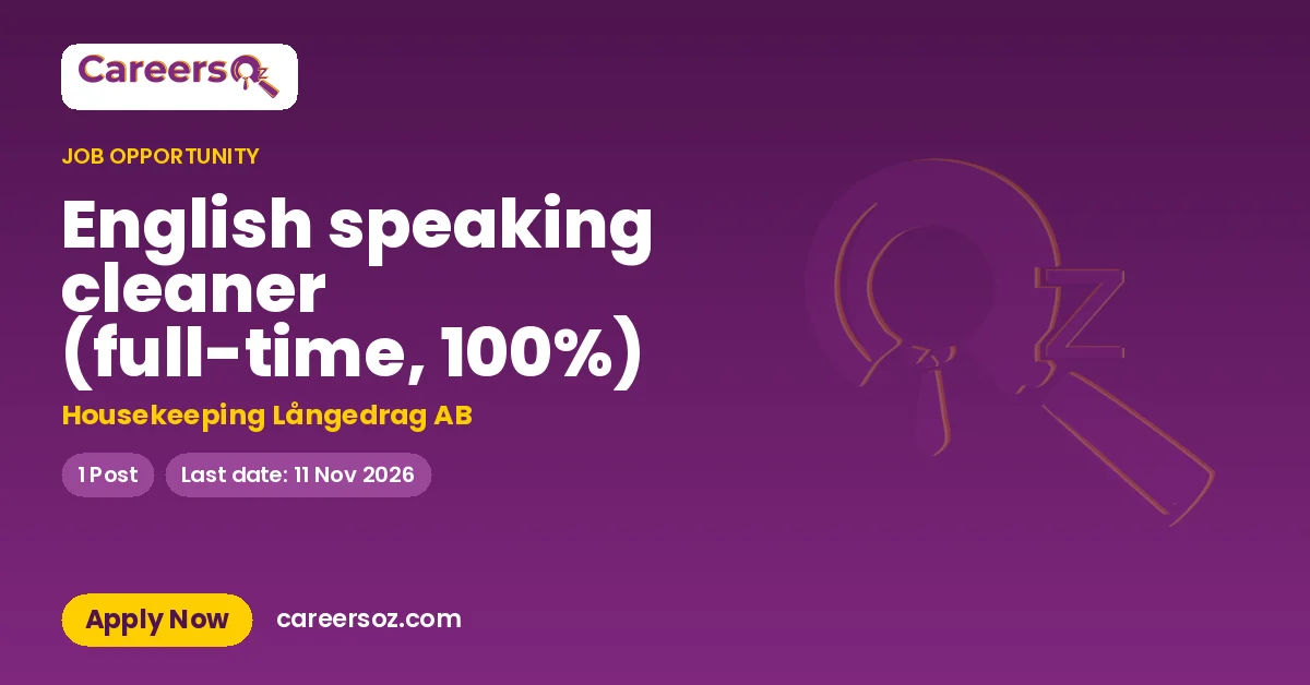 English speaking cleaner (full-time, 100%) – Housekeeping Långedrag AB