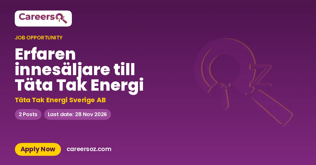 Erfaren innesäljare till Täta Tak Energi – Täta Tak Energi Sverige AB