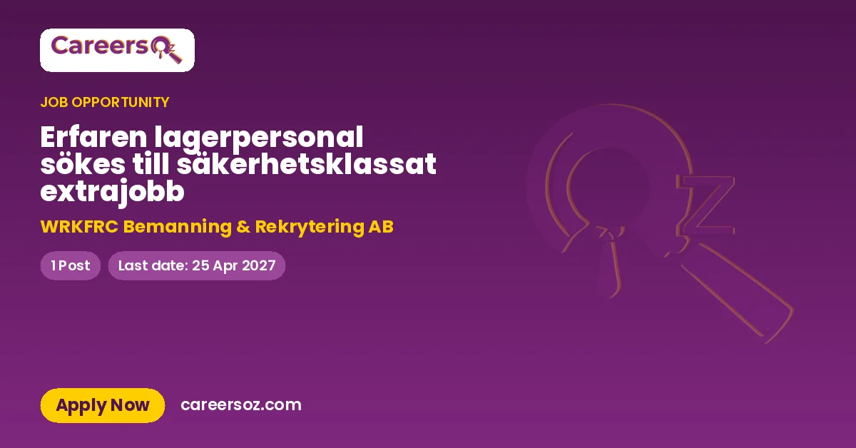Erfaren lagerpersonal sökes till säkerhetsklassat extrajobb – WRKFRC Bemanning & Rekrytering AB