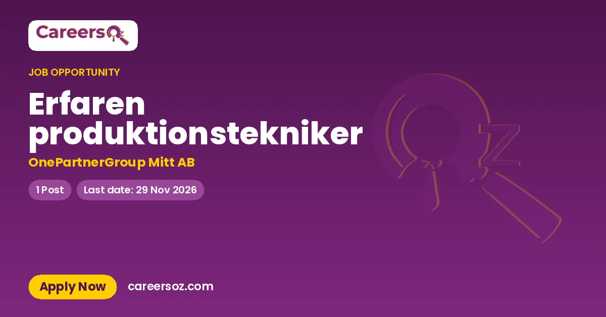 Erfaren produktionstekniker – OnePartnerGroup Mitt AB