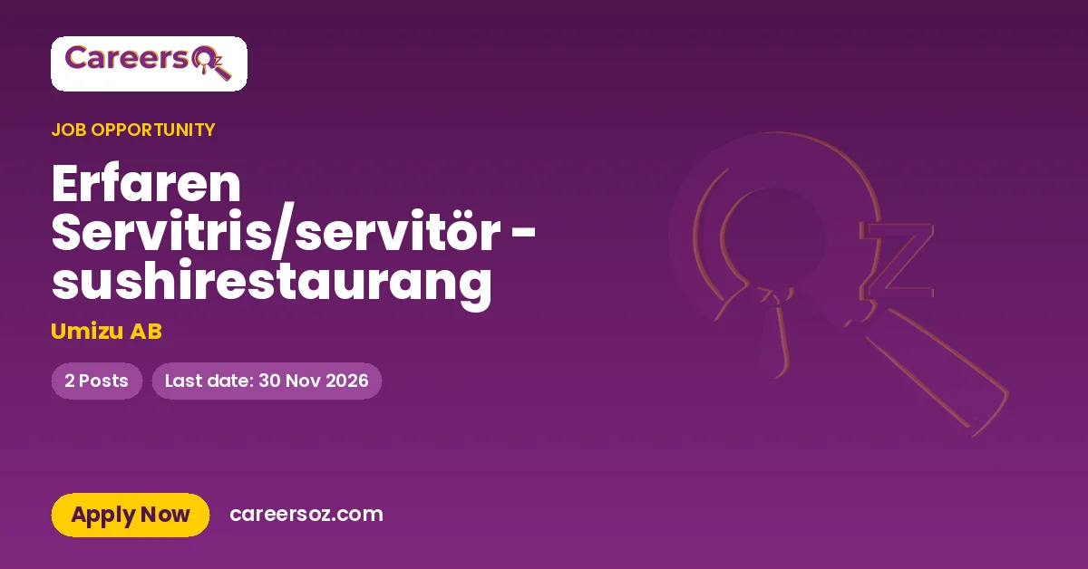 Erfaren Servitris/servitör - sushirestaurang – Umizu AB