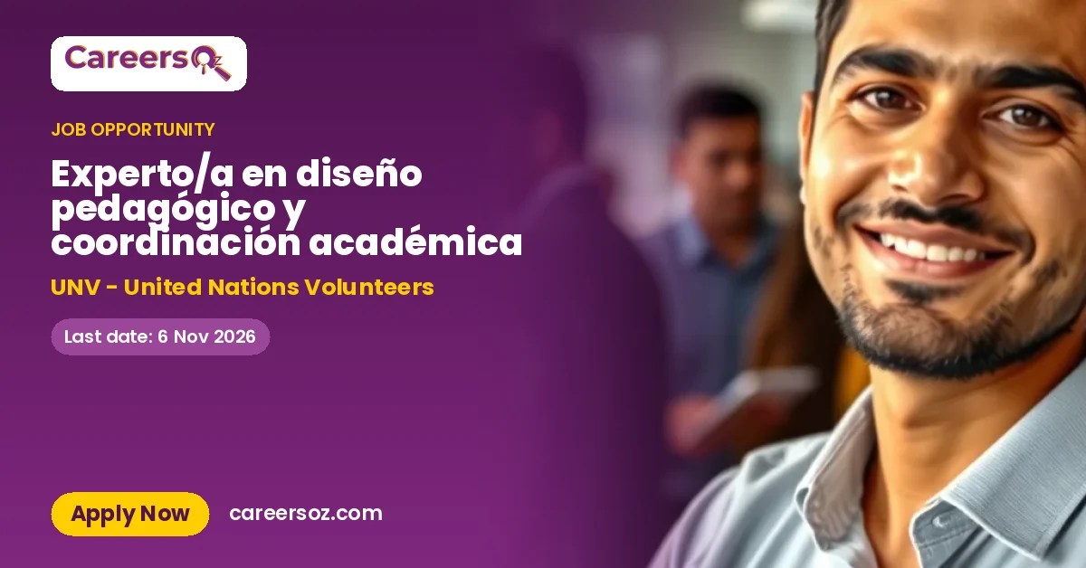 Experto/a en diseño pedagógico y coordinación académica – UNV - United Nations Volunteers